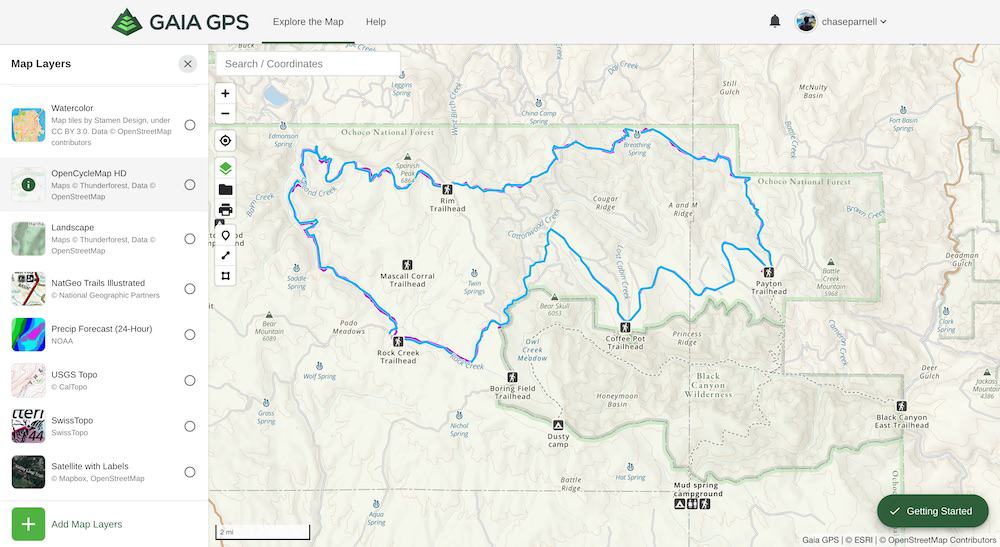 Gaia Topo Mapping for Ultra runners